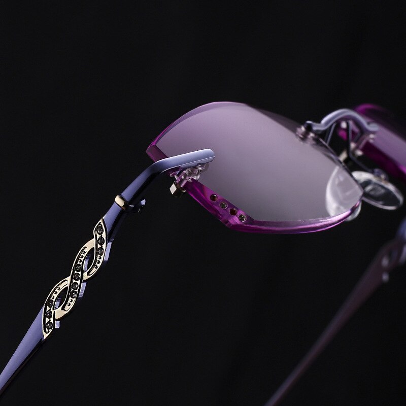 2018 metal de alta qualidade sem aro corte diamante aparar óculos leitura feminino nx