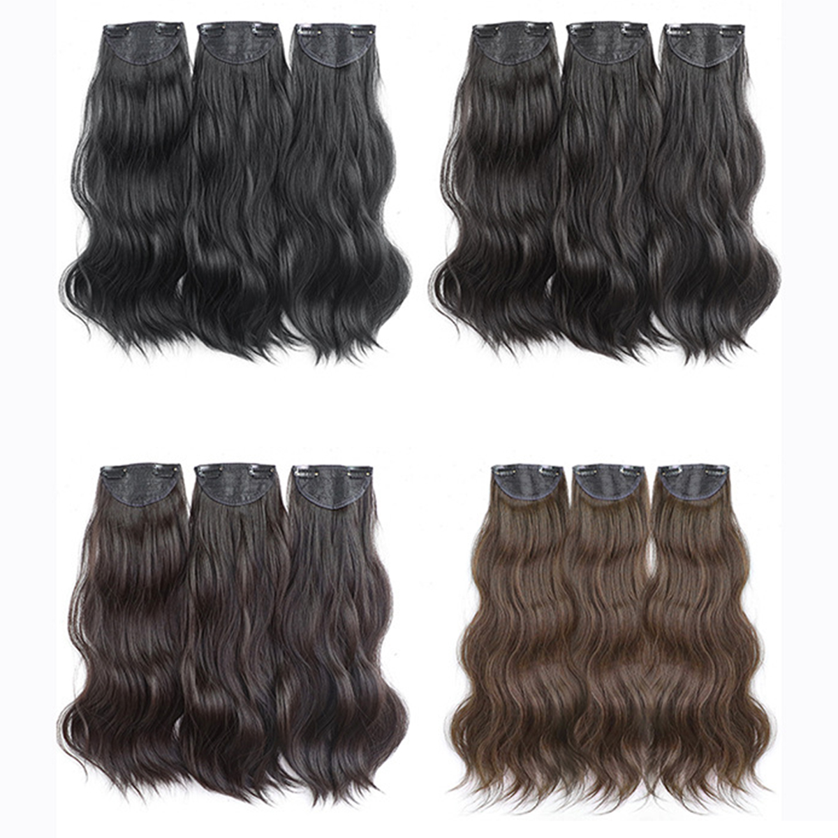 Watergolf synthetisch haarverlenging met twee clips Clip-on dameshaar Natuurlijk krullend zwart haarstuk Naadloze haaraccessoires