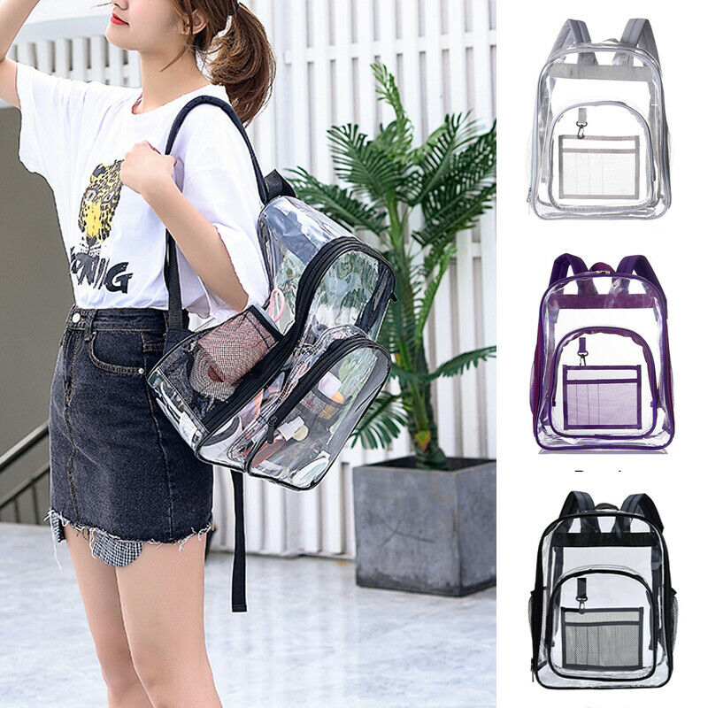 Women Backpack Clear Transparent PVC Multi-pockets School Bag Travel Backpack AU