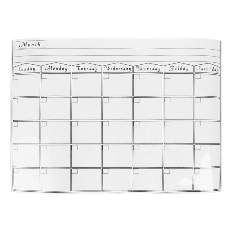 Calendario con pegatinas magnéticas para pared de frigorífico, planificador mensual, pizarra blanca, borrado para cocina, 42x30cm: Month