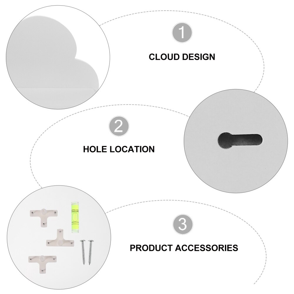 1pc Cloud Shape Floating Shelf Wall Mounted Wood Wall Shelf for Home (White)