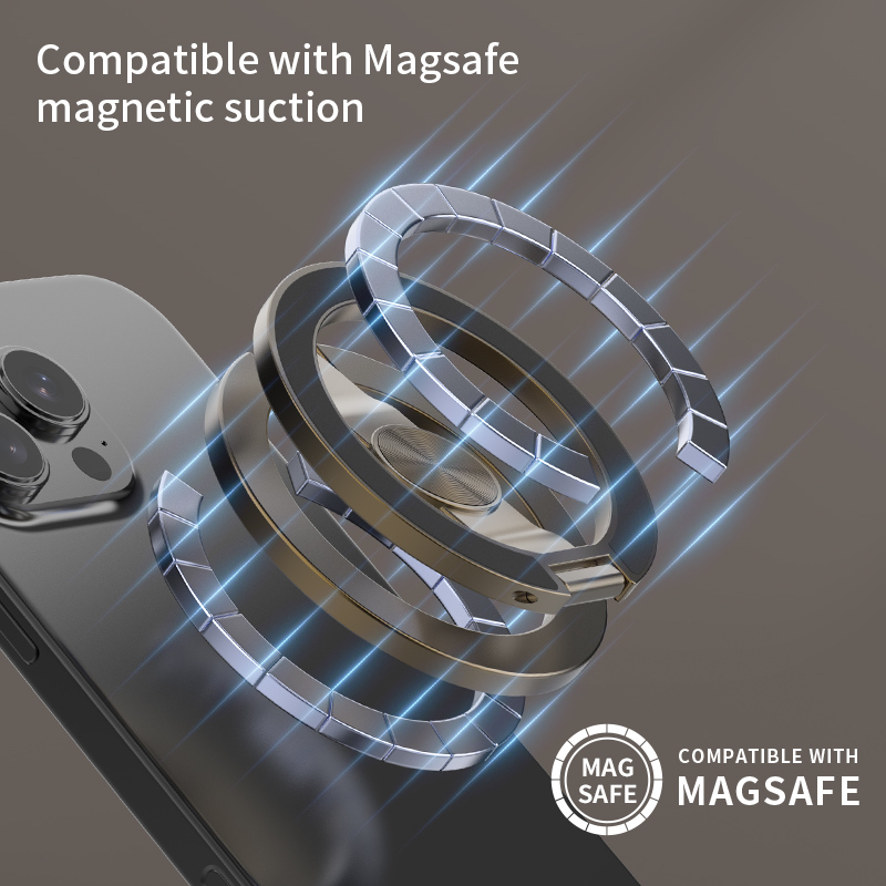 Uchwyt na telefon z żyroskopem na opuszku palca 360 ° Magnetyczny uchwyt na telefon z obrotową podstawą, dwustronny magnetyczny wspornik robić iPhone'a, mocowanie robić ściany lub szkła.