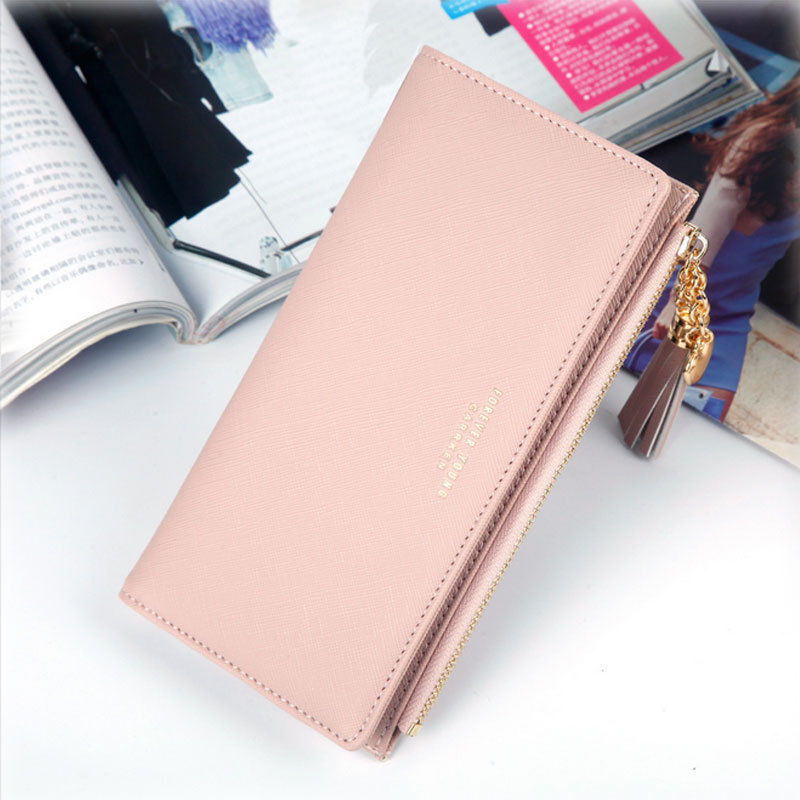 Women Ladies Wallet Long Zip Purse Card Phone Holder Case Clutch Tassel Long Cute Wallet Zipper Portefeuille Cartera Mujer: Pink