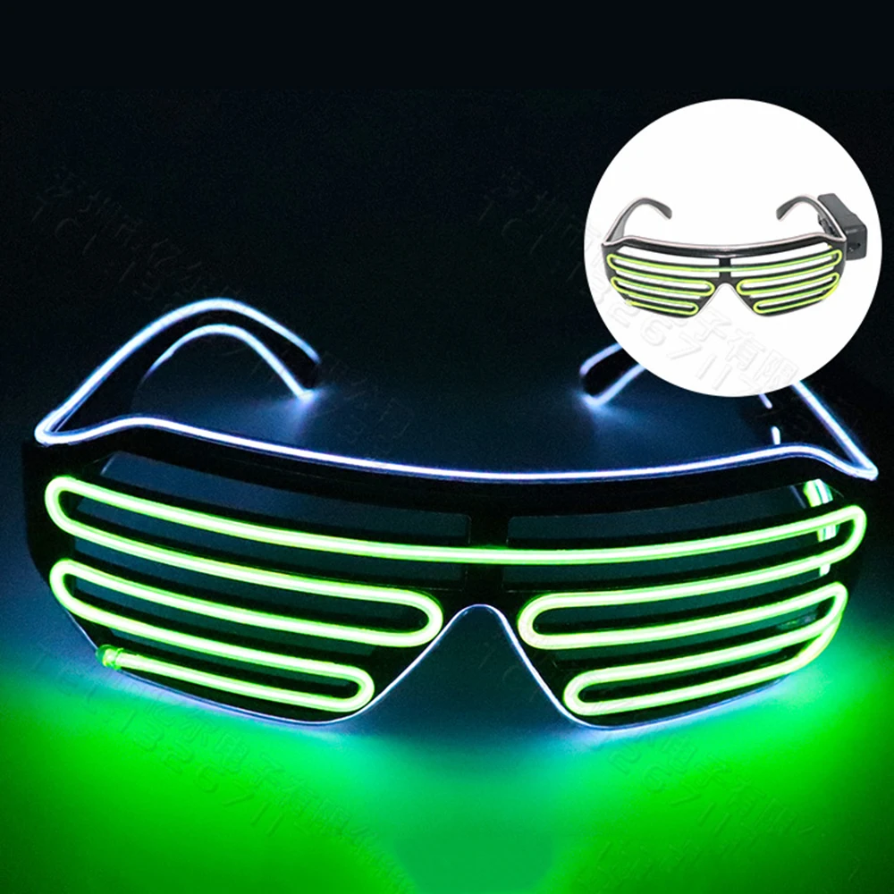 Lunettes rave néon à obturateur clignotant à LED, lueur dans l'obscurité, nuances, Noël, fête d'Halloween: Vert menthe