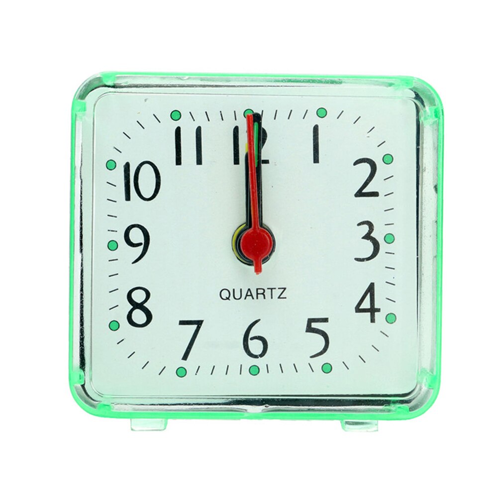 Alarm Clock Square Small Bed Compact Travel Quartz Beep Alarm Clock Cute Portable Cute Student Small Clock: green