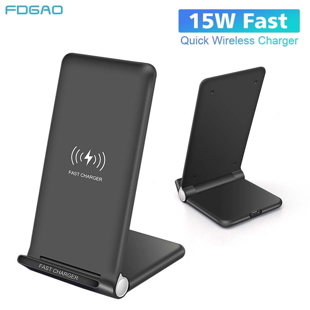 FDGAO Qi 15W Fast Wireless Charger For iPhone 11 XS XR X Airpods 2 Pro QC 3.0 Type C Charging Stand For Samsung S10 S20 Note 10