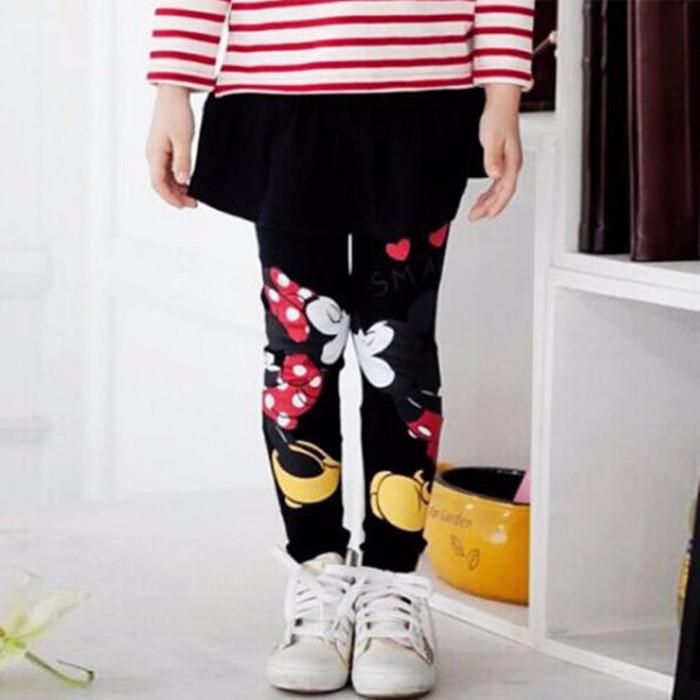 Kids Baby Girls Leggings Cartoon Printed Long Bottoming Baby Knit Legging Slim Skirts Pants Children Clothes Girls Leggings: Black / 120