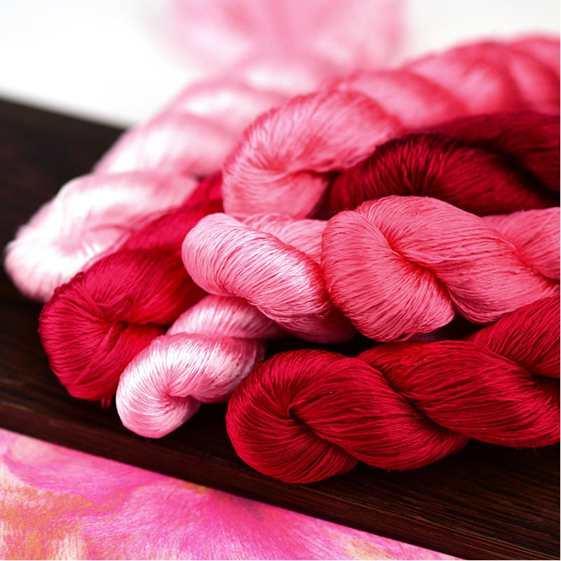 silk embroidery thread / 100% silk thread /hand embroidery embroider cross stitch/pink series/8 gradient colors