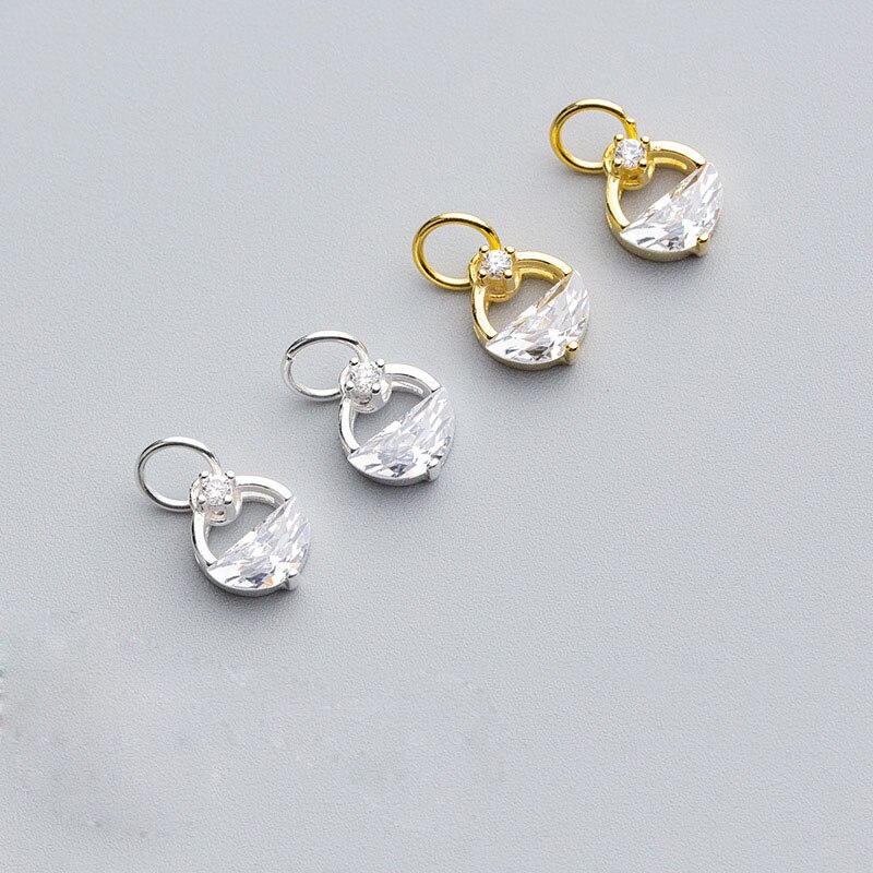 Meetsoft romantische 925 große zirkonia-rundanhänger aus sterlingsilber, hohl, diy-schmuck, minimalistisch, schickes accessoire