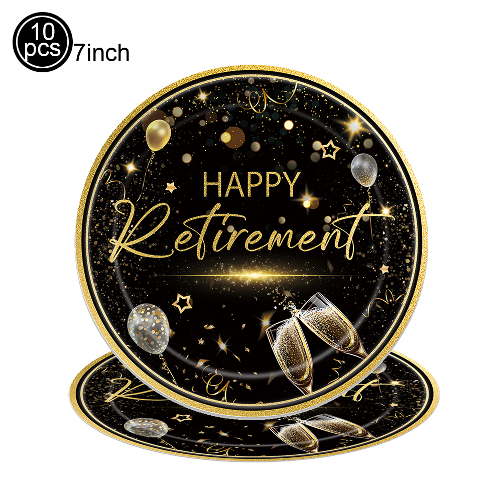 Retirement Party Decoration Black and Gold Plate Cup Napkin Retirement Table Decorations for Retirement Party Men and Women: Deep Sapphire