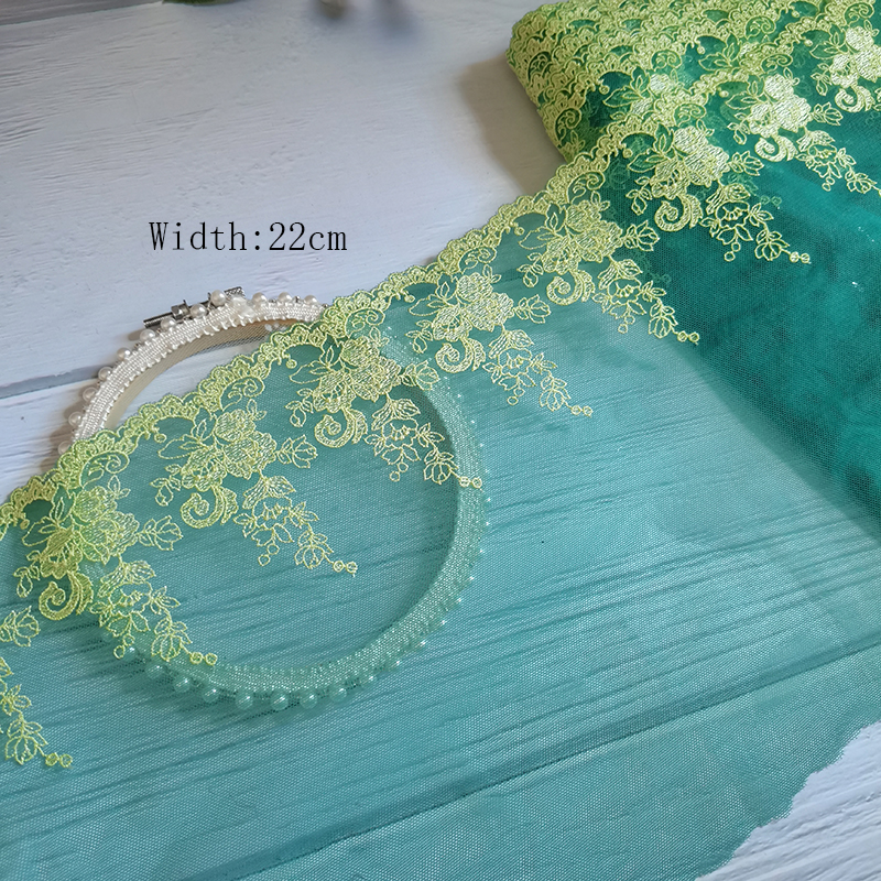 5 Yards 17-26cm Multicolor Mesh Embroidery Lace Trim Handmade DIY Needlework Sewing Doll Dress Clothing Material 150