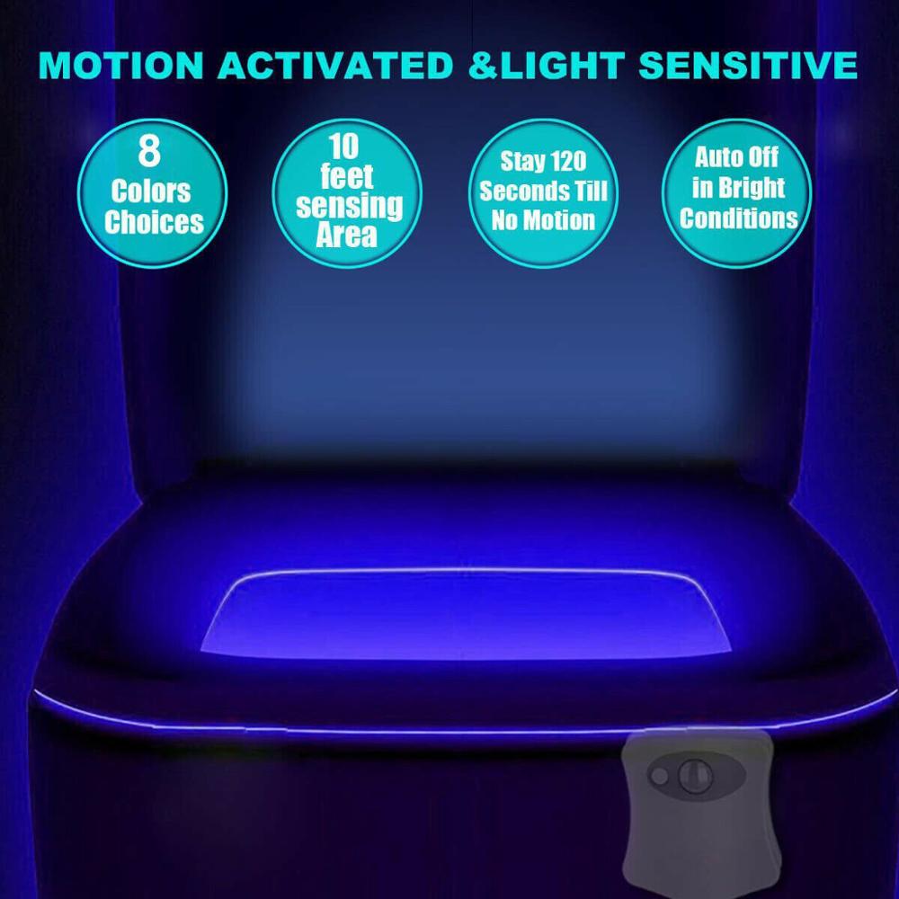 Smart Badkamer Wc Nachtlampje Led Body Motion Activated Aan/Off Seat Sensor Lamp 8 Multicolour Wc Lamp