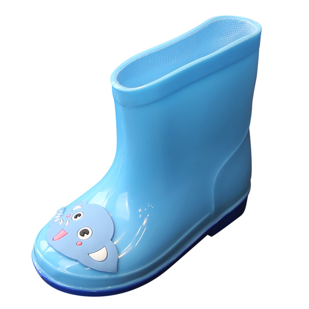 Nuevos zapatos clásicos de para niños zapatos de goma de PVC para bebés zapatos de dibujos animados zapatos de agua para niños Botas de lluvia impermeables: Azul