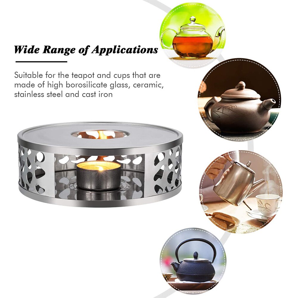 Calentador de velas de acero inoxidable, soporte portátil para té, soporte para luz de té, trivetes, calentador de café, Base de calefacción, soporte para tetera