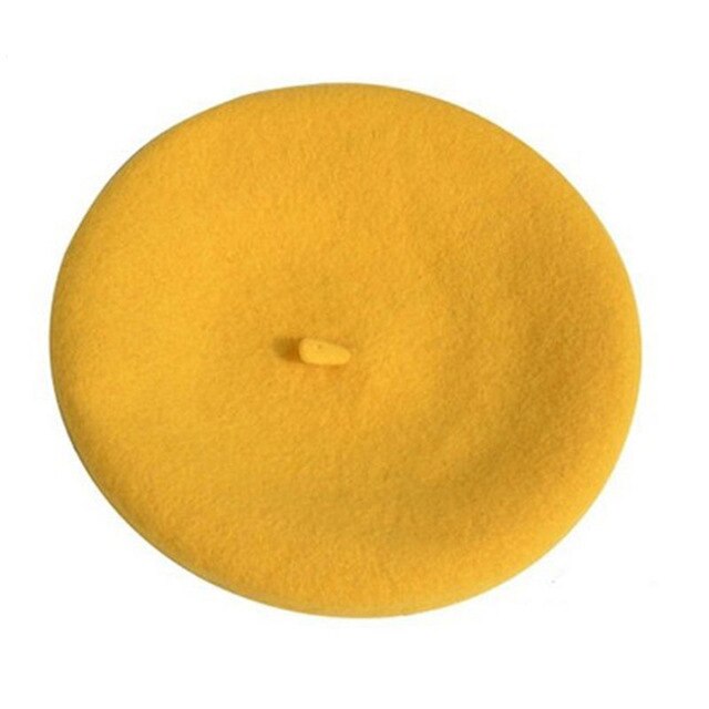 Wool Women Winter berets Luxury pearl rivet Vintage Cashmere Female Warm Vogue beret Hats Girls Flat cap beret for women: yellow 2