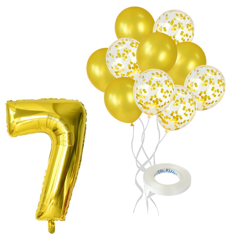 12Pcs/lot Rose Gold Number Foil Balloons Happy Birthday Balloons Baby Shower Kids 1st Birthday Party Decorations Number Balloons: gold-7
