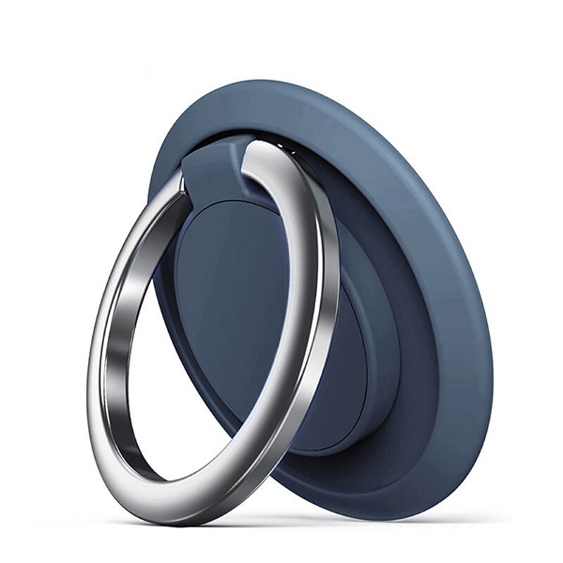 Luksusowy metalowy uchwyt na telefon komórkowy kształt zegara uniwersalny uchwyt magnetyczny do samochodu stojak akcesoria Ring Finger: A19-Navy blue