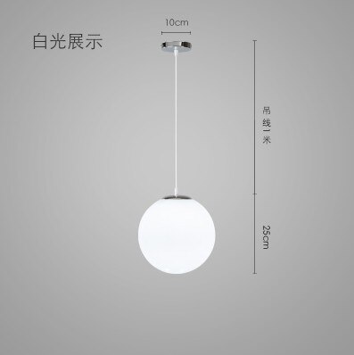 Moderna glaskula pendellampor vit klot hängande lampor bar restaurang deco armatur sovrum armatur pendellampa led: Dia -25cm
