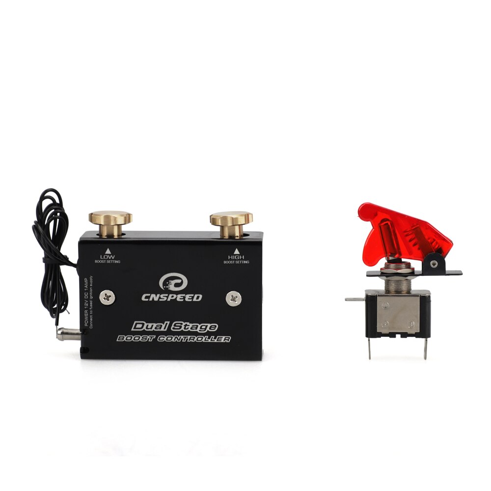 Adjustable Black Dual Stage Electronic Turbocharger Turbo Boost Controllerl Aluminum + Rocket Switch YC101545