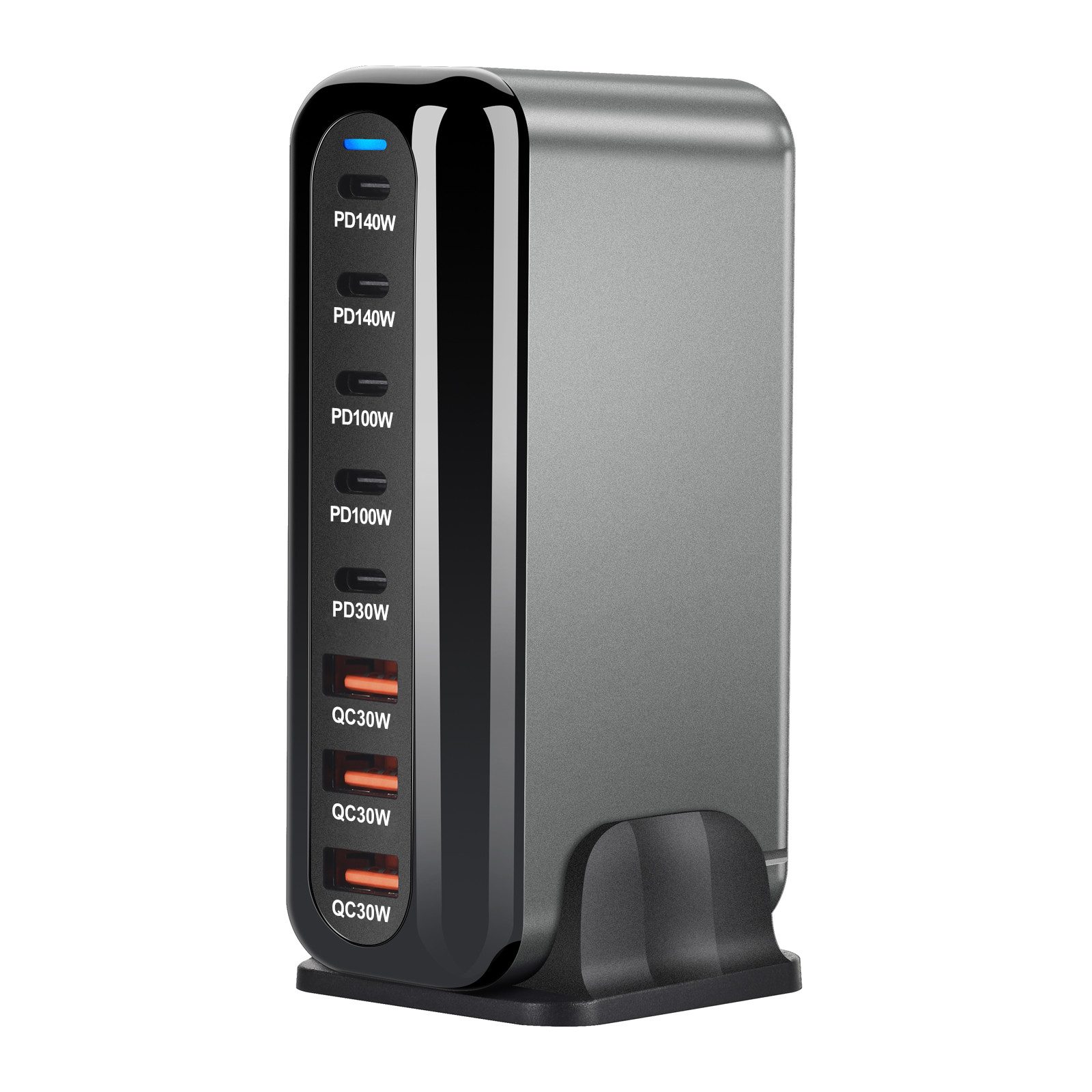 Novo carregador rápido 600w gan carga rápida 3.0 usb tipo c com 8 portas, carregador pd 5c3a para telefones e tablets, design portátil