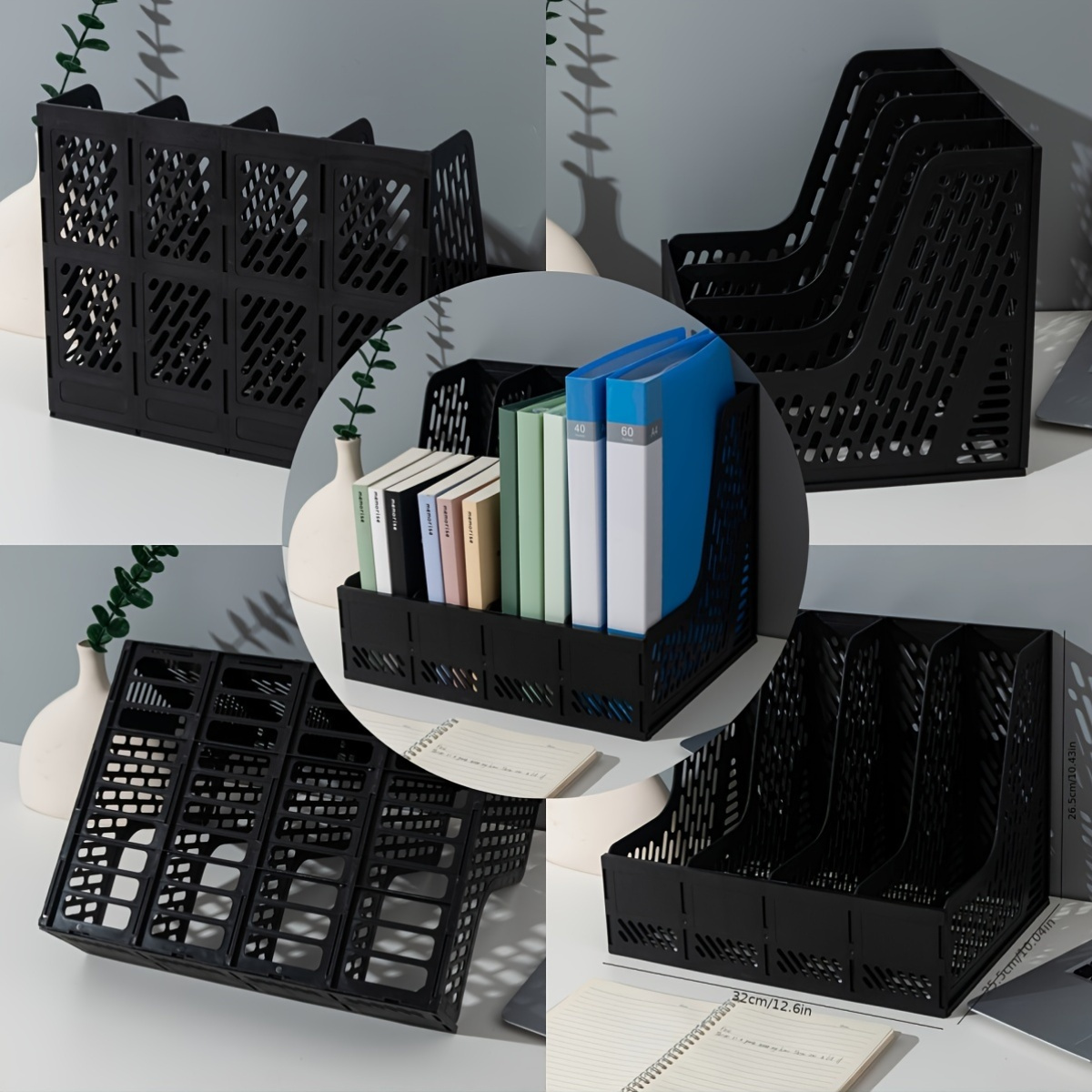 4 clasificadores de archivos de escritorio multicapa con material PP: organizador de documentos para material de oficina, estantería y soluciones de almacenamiento para estudiantes