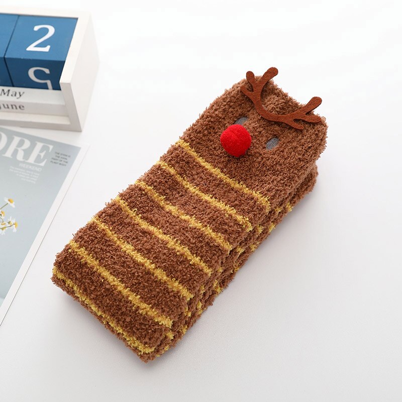 Sokk-chaussettes pour bébés | En molleton de corail, chaussettes à rayures de points, chaussettes pour enfants, chaussettes d'hiver et chaudes, pour bébés garçons et nourrissons, chaussettes tubulaires longues: style 3