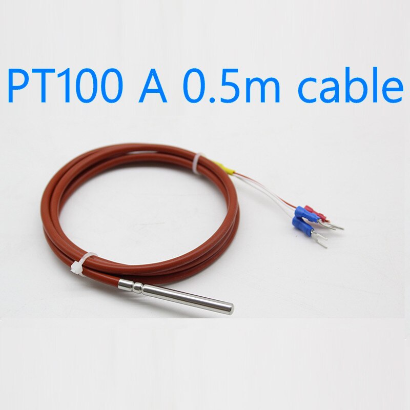 waterproof pt100 temperature sensor three wire platinum thermal resistance silicone wire shield cable: PT100 A 0.5m cable
