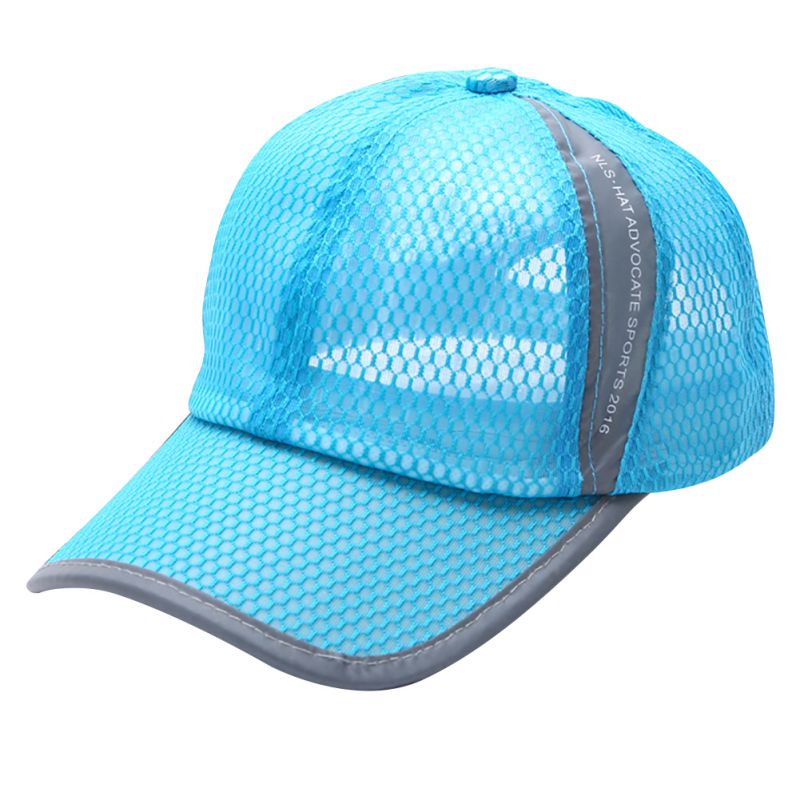 Tennis Cap Baseball Hat Women Men Angled Brim Patchwork Polyester Outdoor Sport Hiking Fishing Net Golf Cap Headwear 1PC: LIGHT BLUE