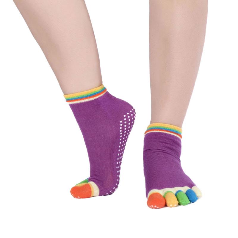 Colorful Socks Unisex Five Finger Massage Massage Sport Toe Slip Breathable Exercise Yoga Newly Comfortable: Ivory