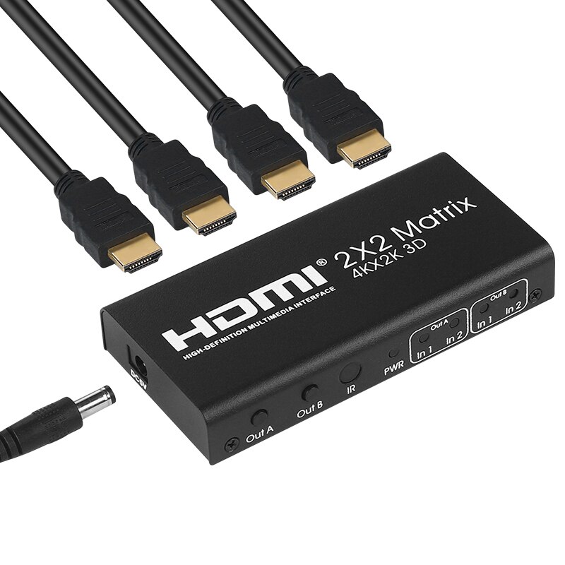 Commutateur de matrice HDMI 2 en 2 sorties, prise en charge de la télécommande HDCP 2022 IR 4K, séparateur de commutateur, 1.4