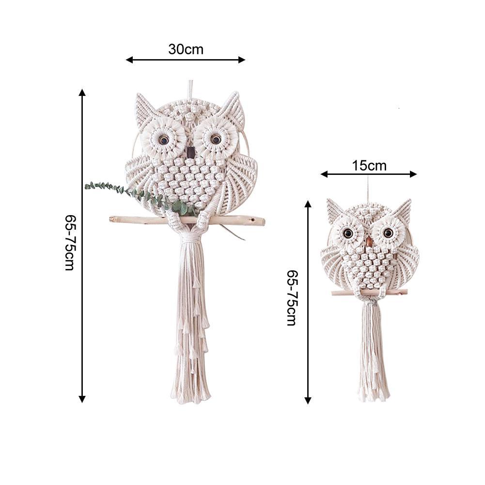 Novedosos búhos atrapasueños macramé de algodón para colgar en la pared borlas hechas a mano atrapasueños decoración del hogar 15/30cm