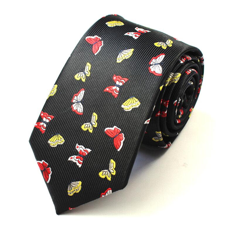 GUSLESON jakość moda męskie krawaty wzór dinozaur czerwone męskie krawaty ślubne 7cm slim krawat biznes jedwabne krawaty dla mężczyzn krawat: 04