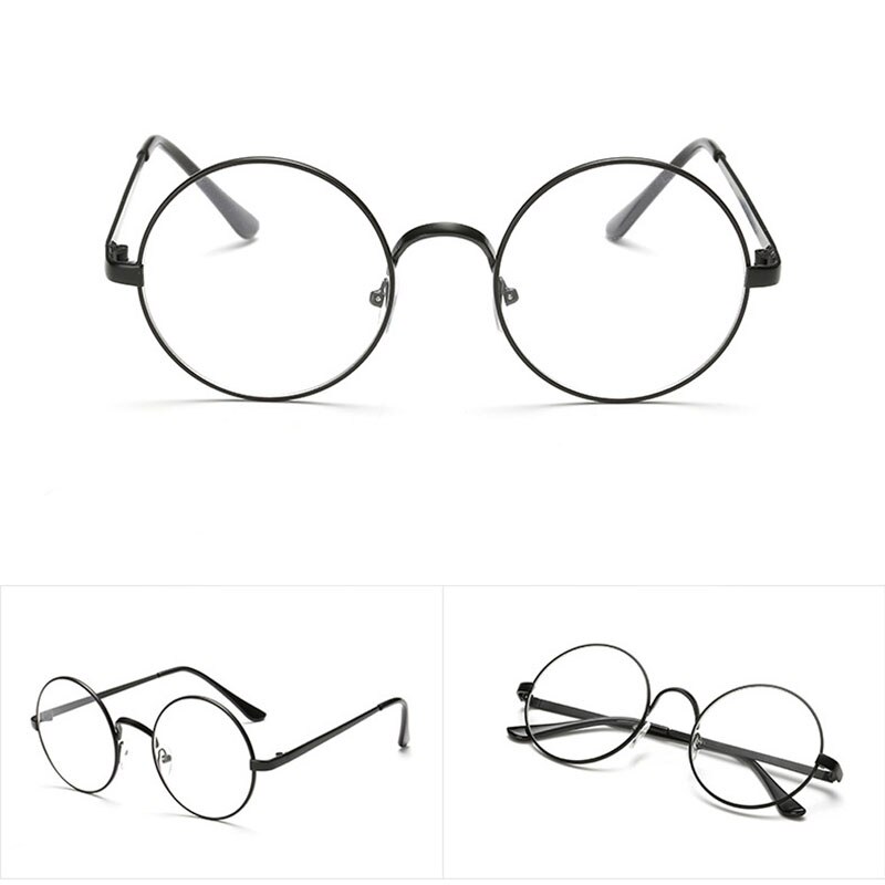 Chic Eyeglasses Retro Big Round Metal Frame Clear Lens Glasses Nerd Spectacles