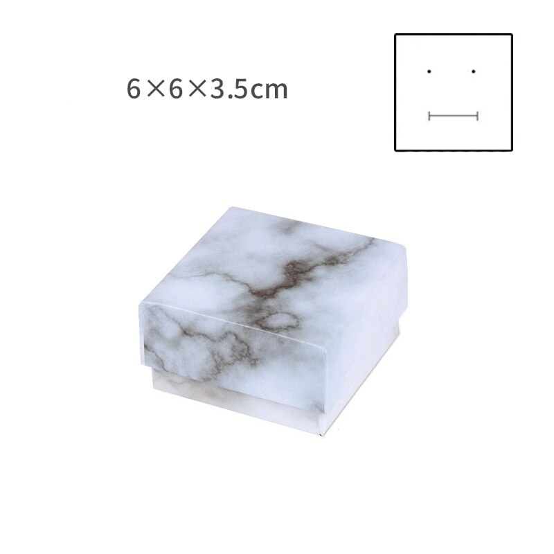 Pahvi korulaatikko säilytysnäyttö kantolaatikko kaulakoruille rannekorut korvakorut neliö suorakulmio marmori valkoinen käsintehty itse tehty: 6 x 6 x 3.5cm