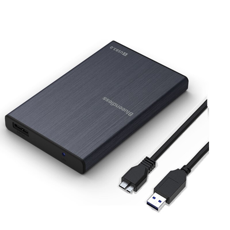 Blueendless-carcasa de disco duro externo, disco duro de aluminio HDD de 2,5 pulgadas, portátil, SATA, USB, Disque Dur externo: U23TB-A-black