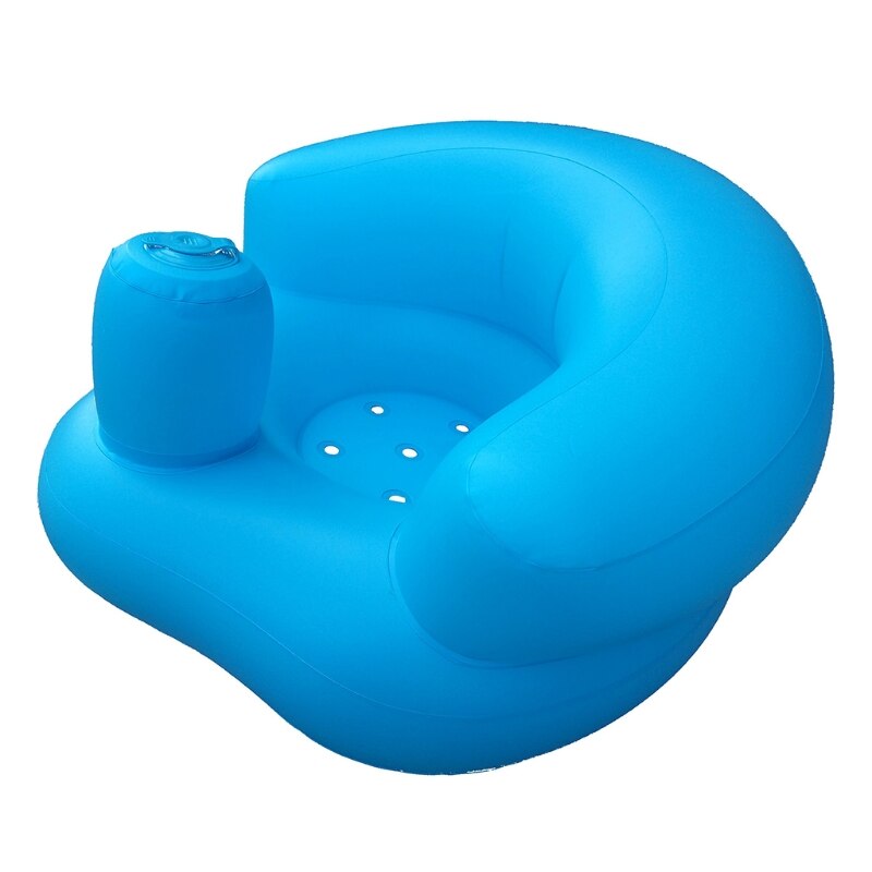 Portable Baby Learning Seat Inflatable Bath Chair PVC Sofa Shower Stool for Play P31B: Blue