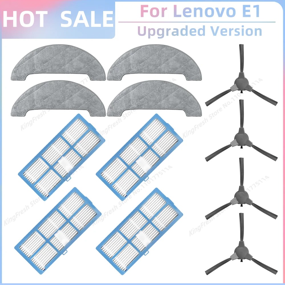 Compatible con ( Lenovo E1, Ultenic D5/D5s/D5s Pro, Proscenic 850T, Pioneer VC704R ) Piezas: Rodillo Principal, Cepillo Lateral, Filtro HEPA, Paño de Limpieza, Accesorios: Multicolor