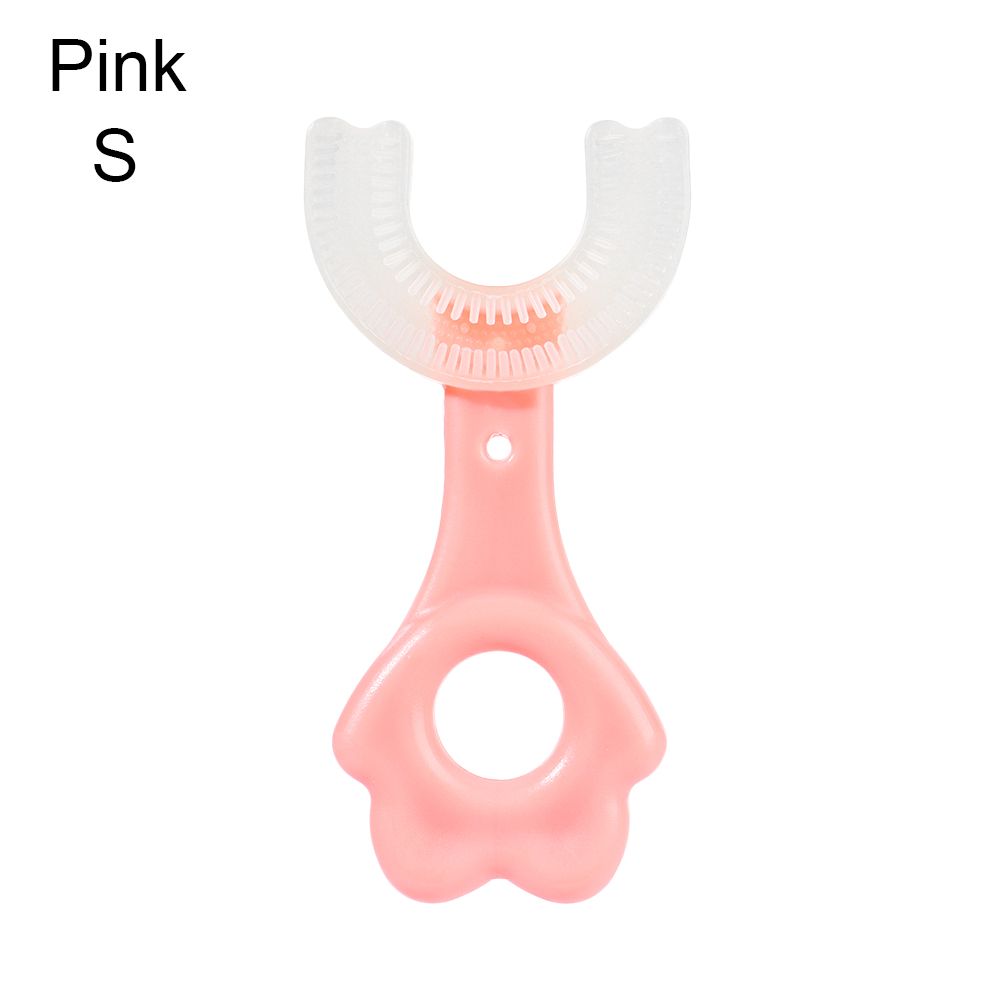Silicone U-Shape Toothbrushes Kids Manual Toothbrushes Toddler Teeth Cleaning Brushes Oral Care: pink-S