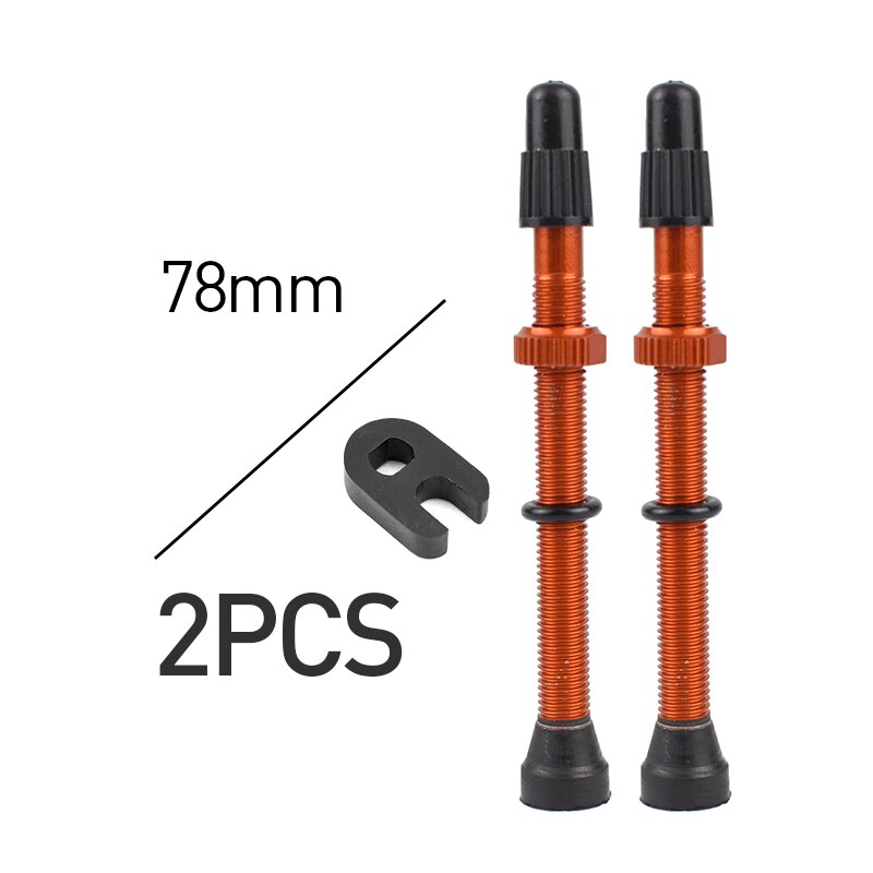 Fahrrad 1 Paar 48mm 60mm 78mm Presta Ventil für Rennrad MTB Fahrrad Tubeless Reifen Messing Core Legierung stem Tubeless Dicht: 78mm Orange 1 Pair