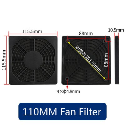 Abs dammtät fläktfilter nylonplatta för pc-datorhölje kylfläktskydd datorventilatorgrill: 110mm (100 fzy)