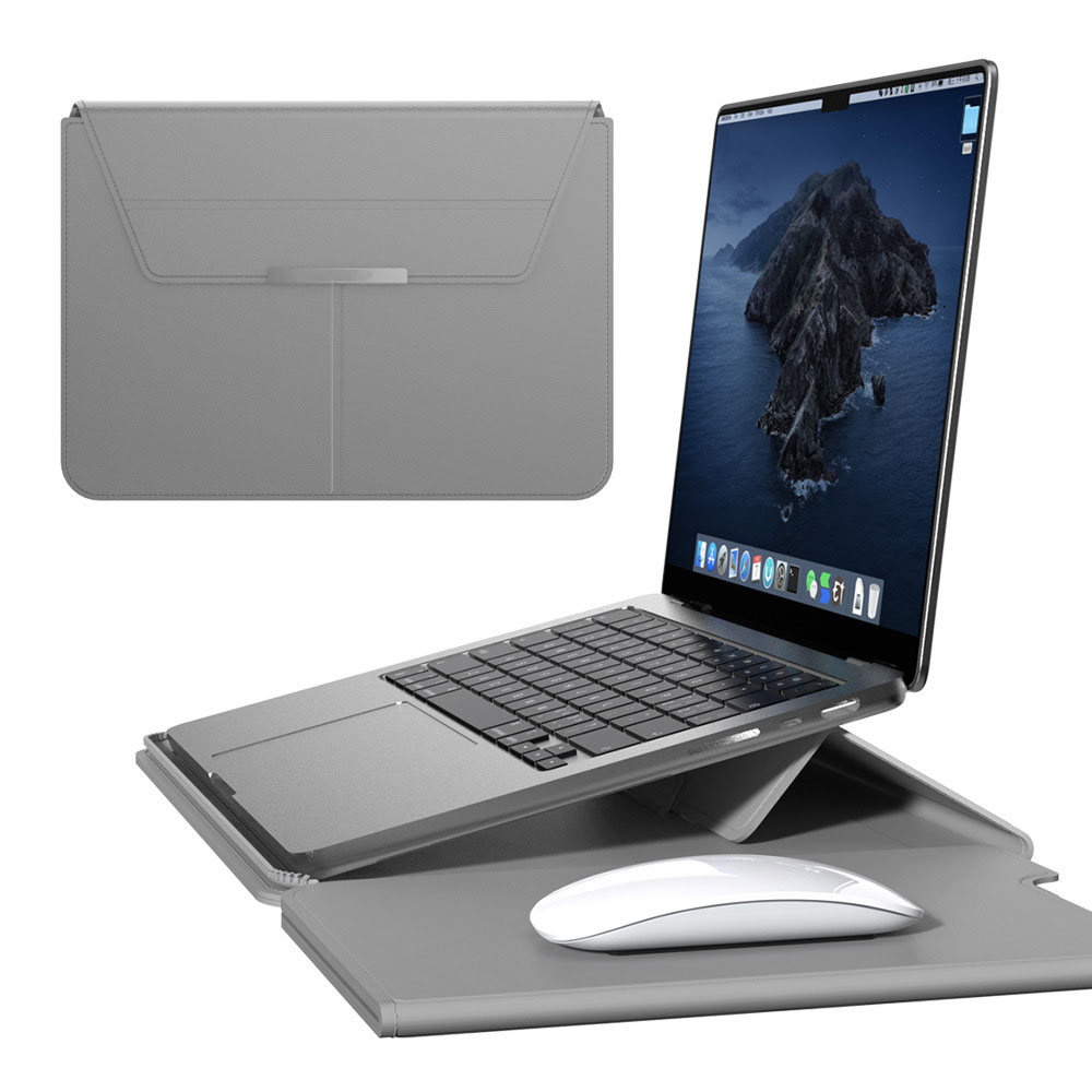Lederen laptoptas Waterdicht Stofdicht Laptophoes met Notebook Standhouder Muismat voor 13-14 inch Macbook HP Lenovo Dell: Ivoor