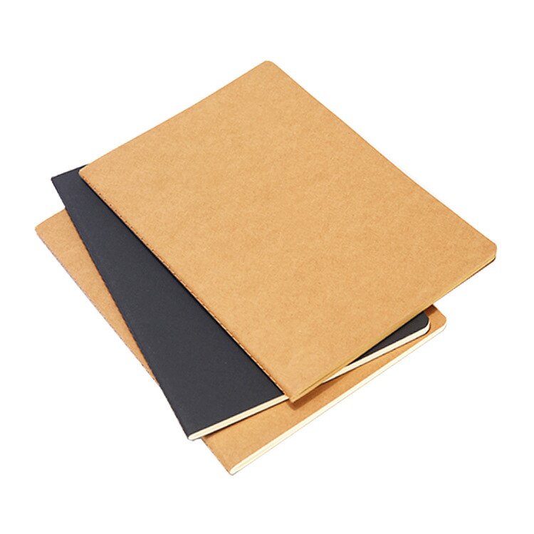 EZONE B5 Kraft Notebook Black Kraft Cover Notebook Blank Pages Line Paper Sketchbook Planner Notebook School Supply Stationery