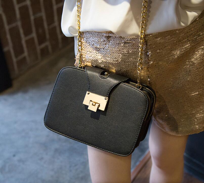 Dames ketting schoudertas kleine vierkante tas flip mat matte jelly verpakking drie kleine vierkante tas metalen gesp: Default Title