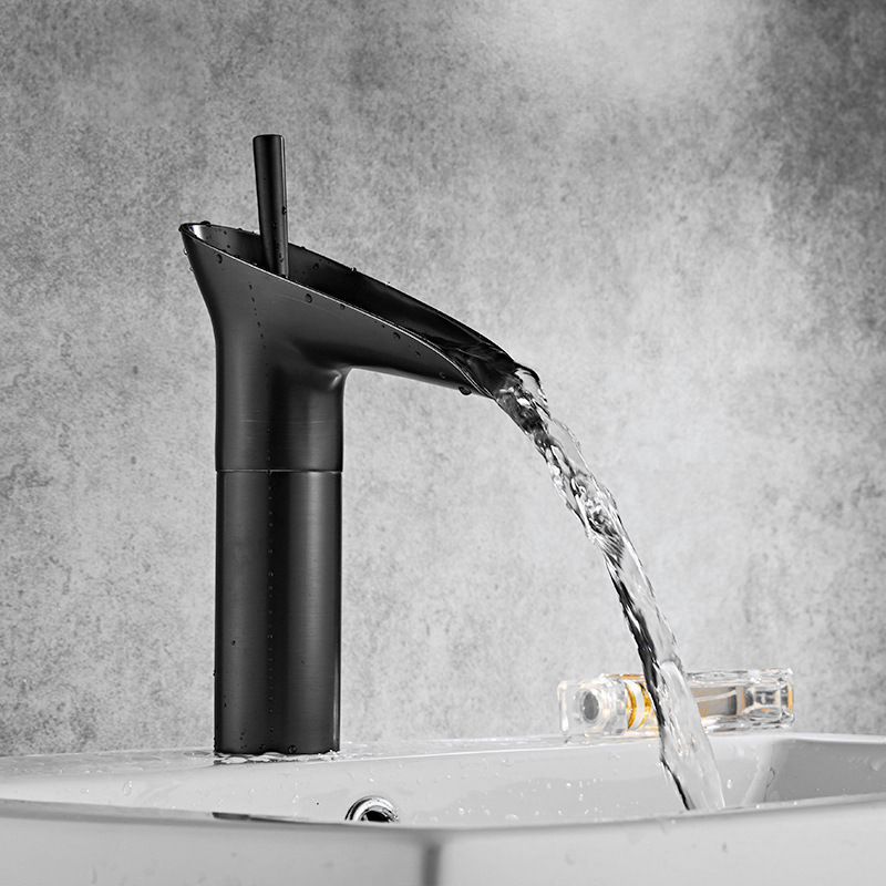 Bathroom Faucet Single Lever Waterfall Basin Faucet Brass Antique and Cold bathroom Sink Mixer Wine Glass Style Taps: Red