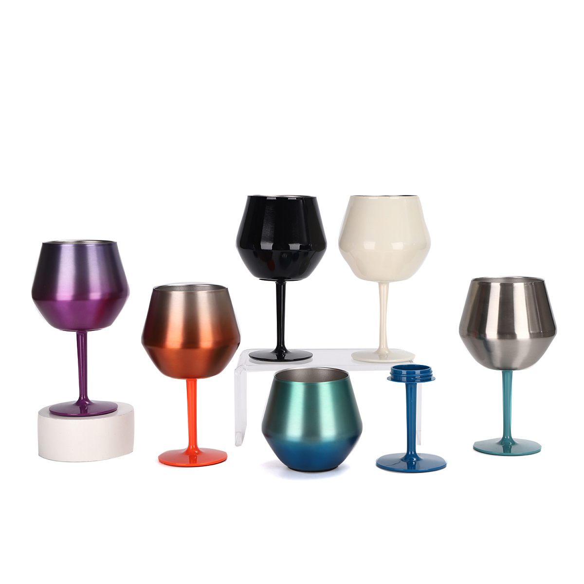 Nueva taza de doble uso de acero inoxidable 304 de 14oz, copa de vino y vaso de café con tallo desmontable, copa de bar con aislamiento al vacío