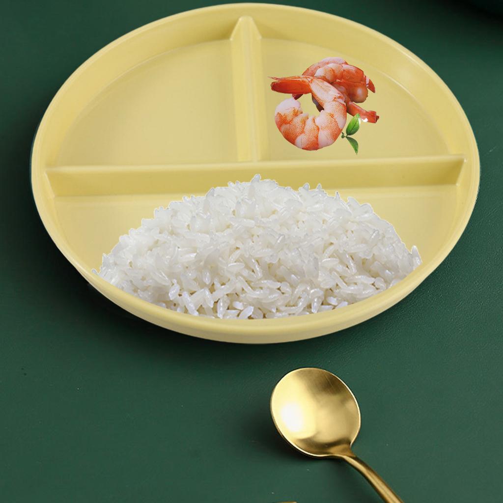 Divided Plates, 3 Section Reusable Leakproof Tray Plates for Dinner Lunch Home Baby Kids: yellow