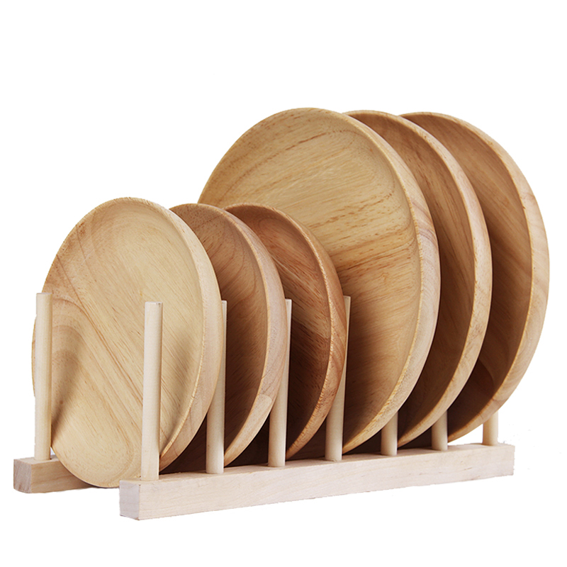 Platos redondos de madera, juego de platos grandes y pequeños de madera, plato para servir aperitivos, tartas, bandeja de comida, utensilios de madera, vajilla, 2 uds.