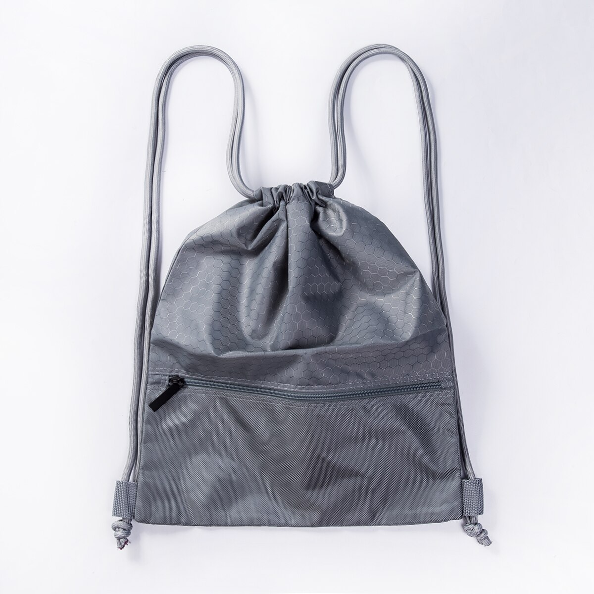 Portable Drawstring Bag Students Backpack Waterproof Sports Riding Backpack Gym Drawstring Shoes Clothes Organizer Pack: Gray