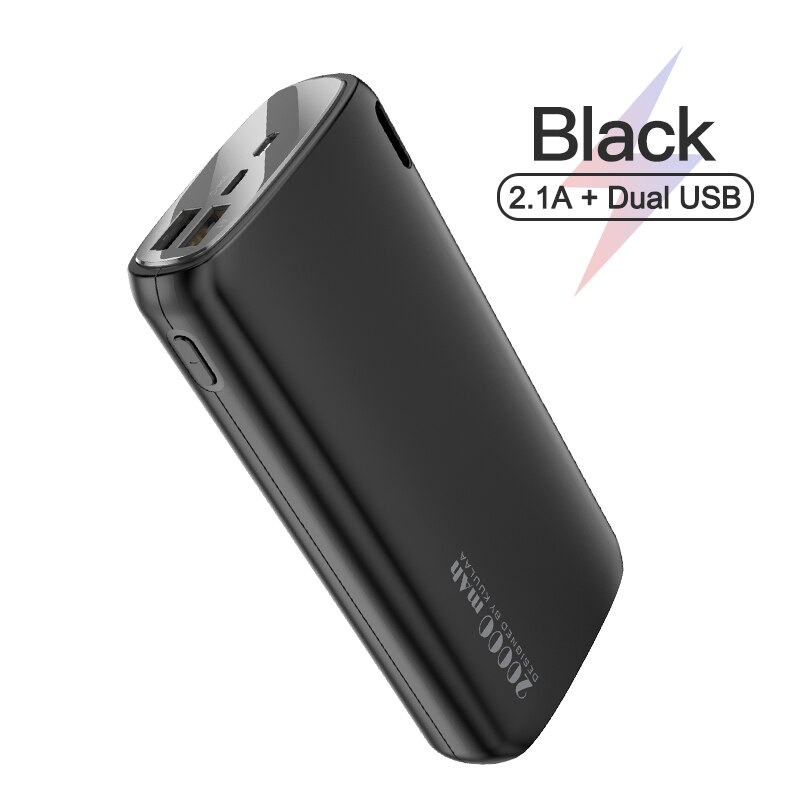 KUULAA – Chargeur externe de batterie de téléphone 20000 mAh pour Xiaomi Mi, powerbank portatif: 2.1A Black