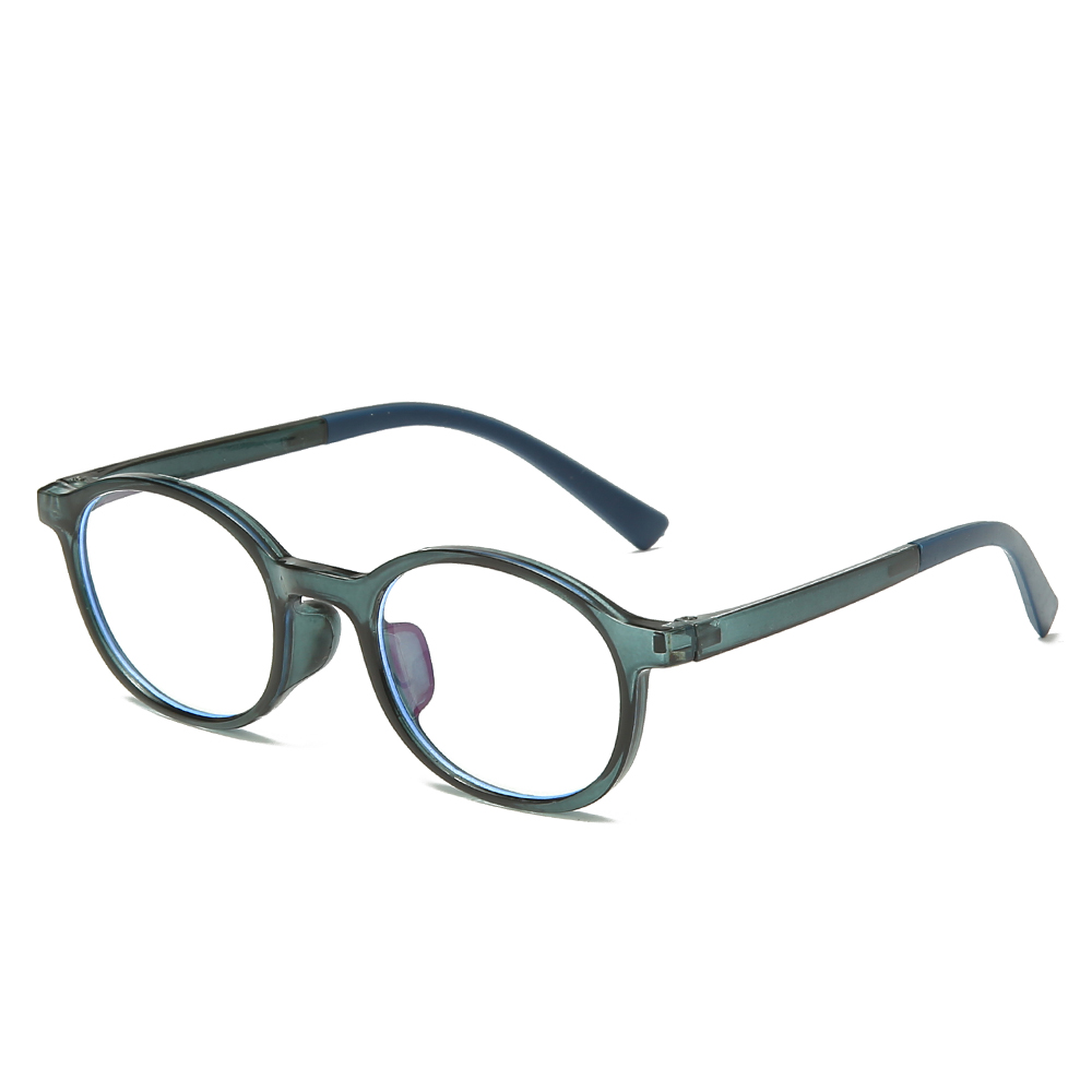 Lasten sinistä valoa estävät silmälasit, pyöreät linssit, reseptillä varustetut optiset kehykset, kirkkaat linssit,  uv400 kpl, pojat ja tytöt, sinisen valon estävät lasit: Vihreä kehys